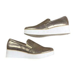 Volatile Women's Gold Metallic Platform Slip-On Wedge Sneaker Size 9